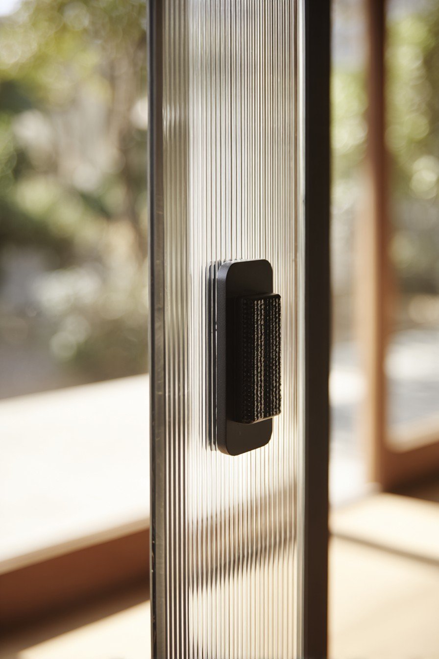 Space-Saving Ribbed Glass Pocket Door