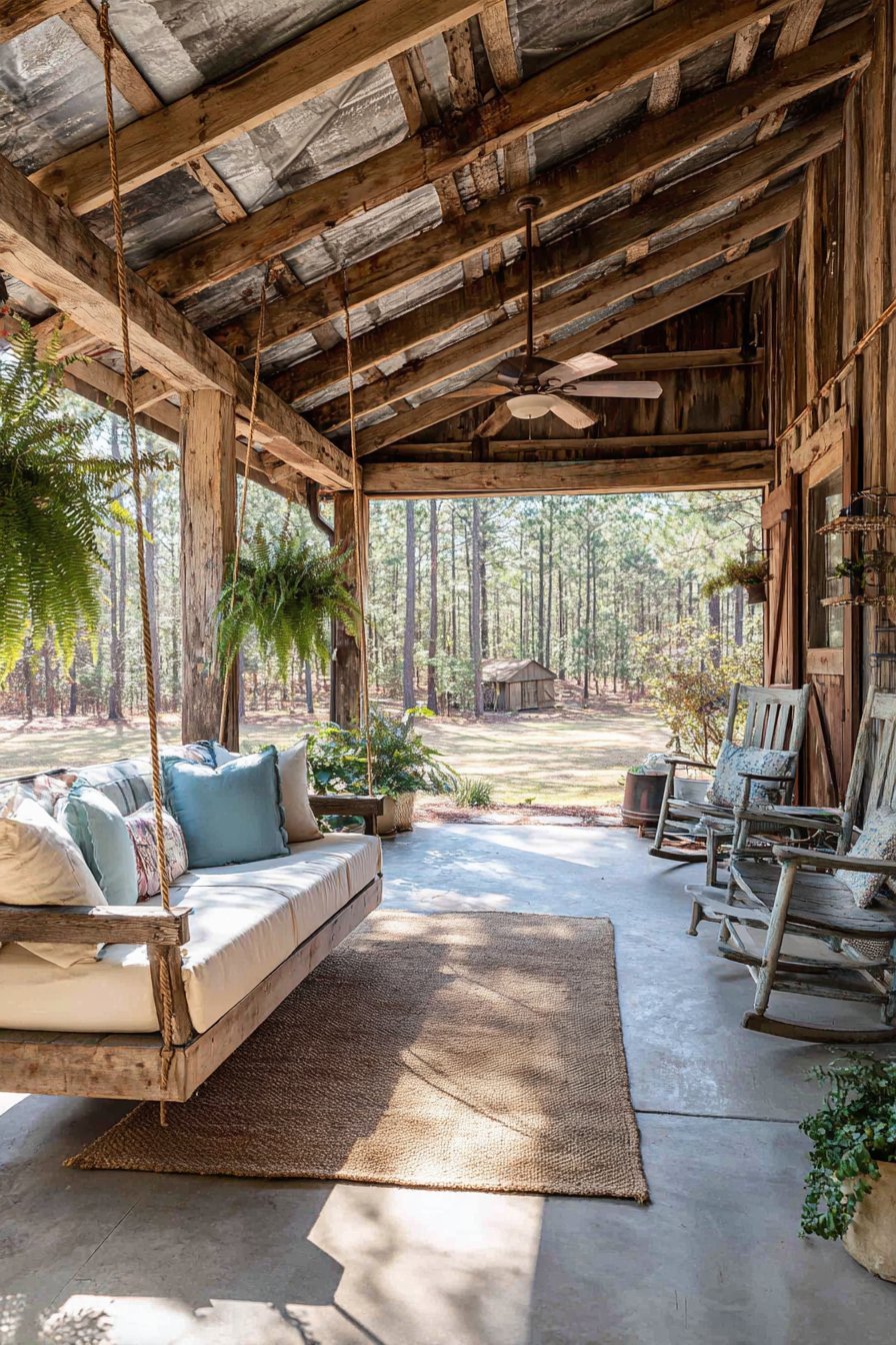 Exposed Beam Covered Porch Extension
