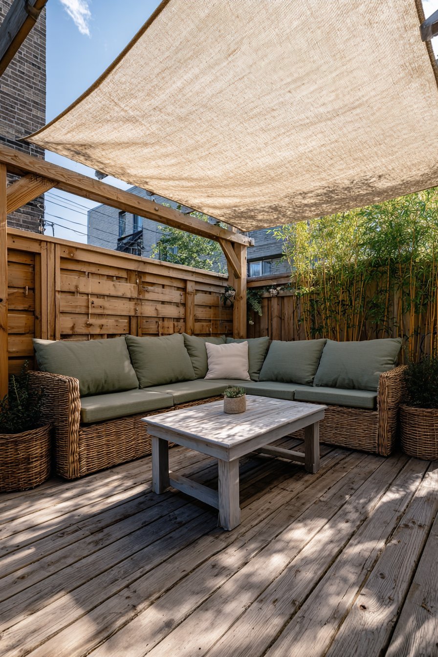 Retractable Canvas Shade Sectional Setup