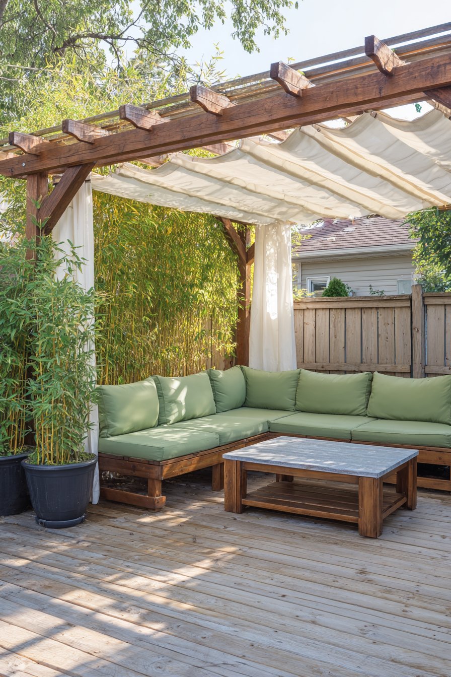 Retractable Canvas Shade Sectional Setup