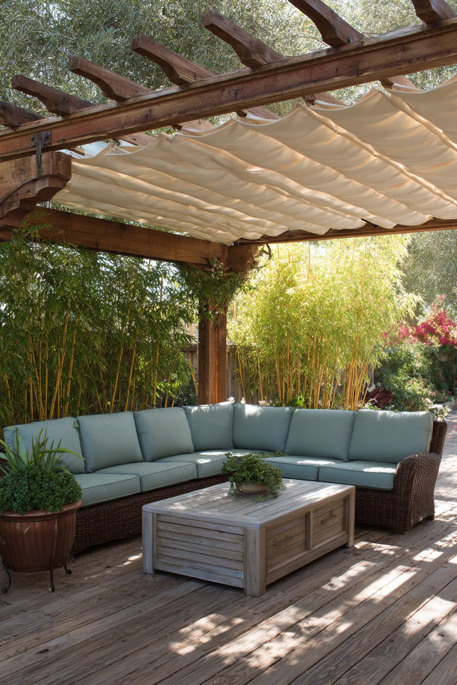 Retractable Canvas Shade Sectional Setup