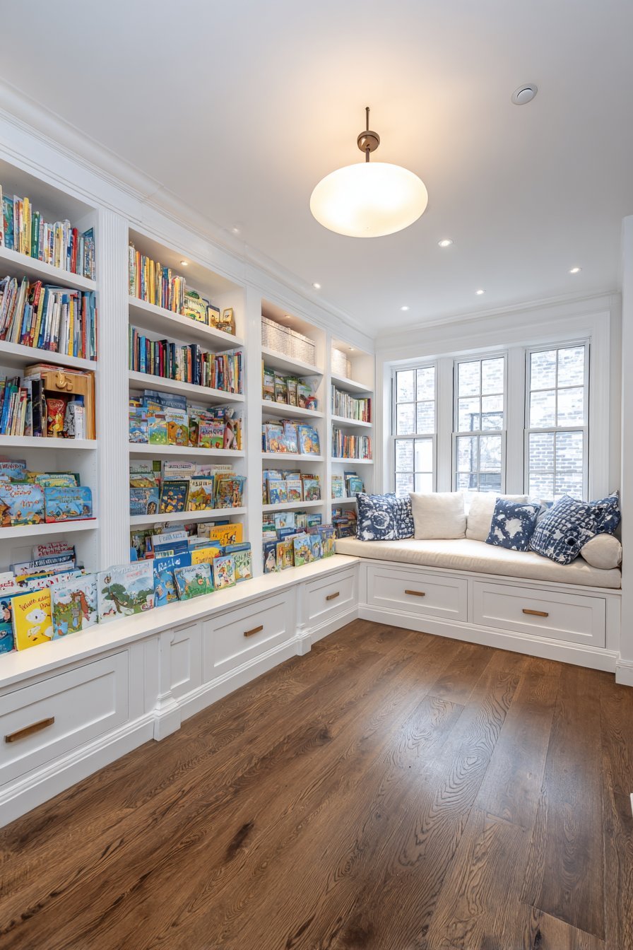 Corner Reading Nook with Built-In Storage