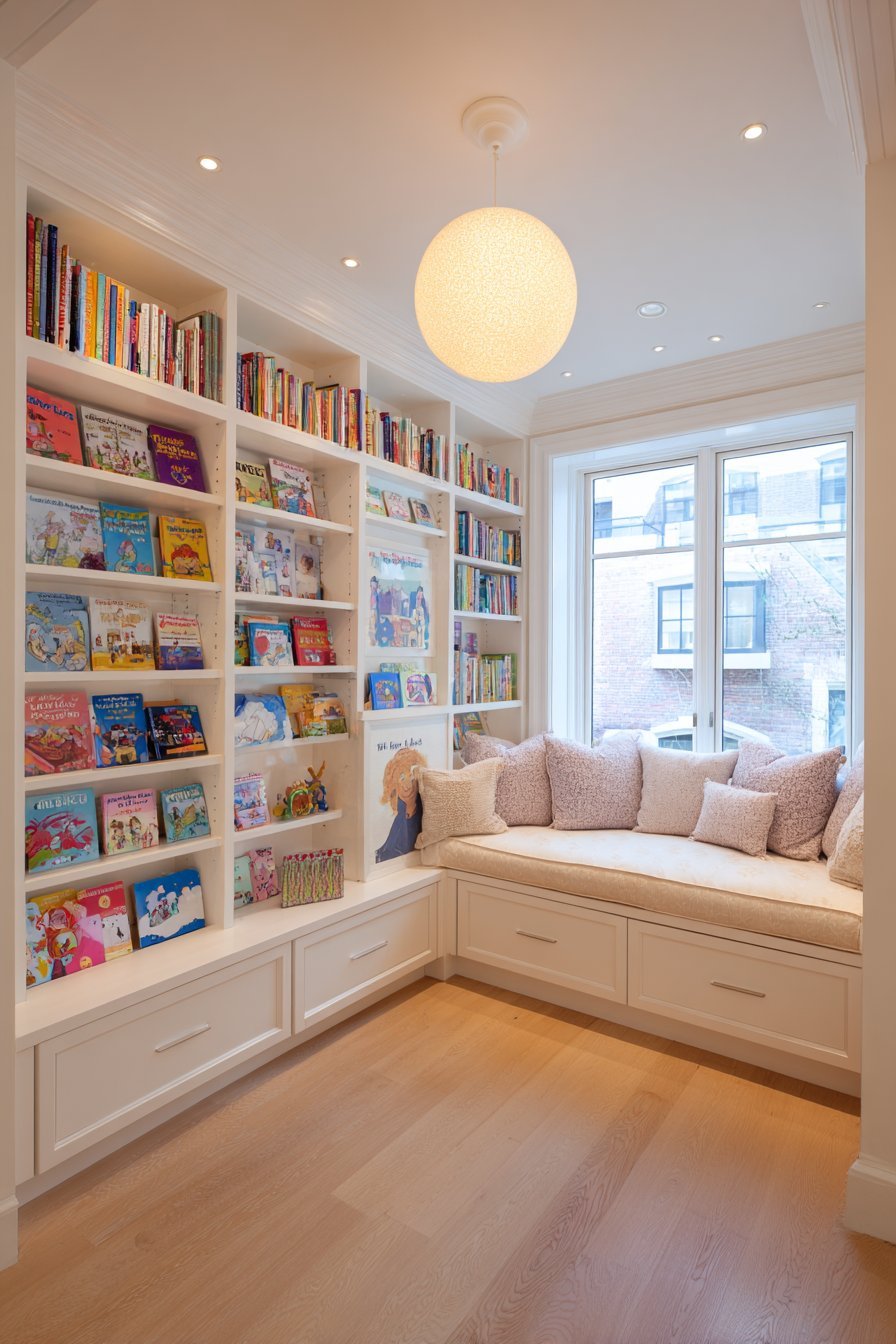 Corner Reading Nook with Built-In Storage