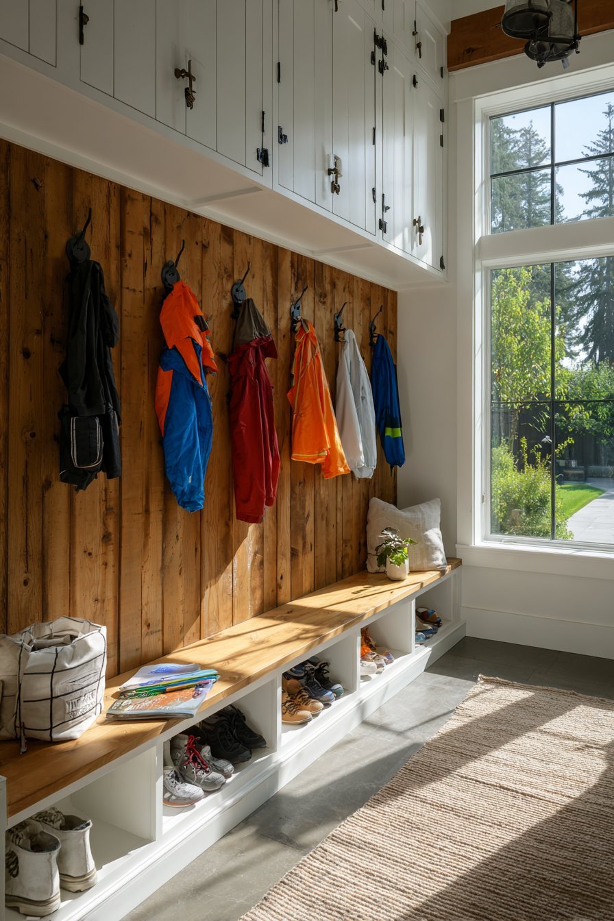 Cedar Mudroom Door with Integrated Hooks