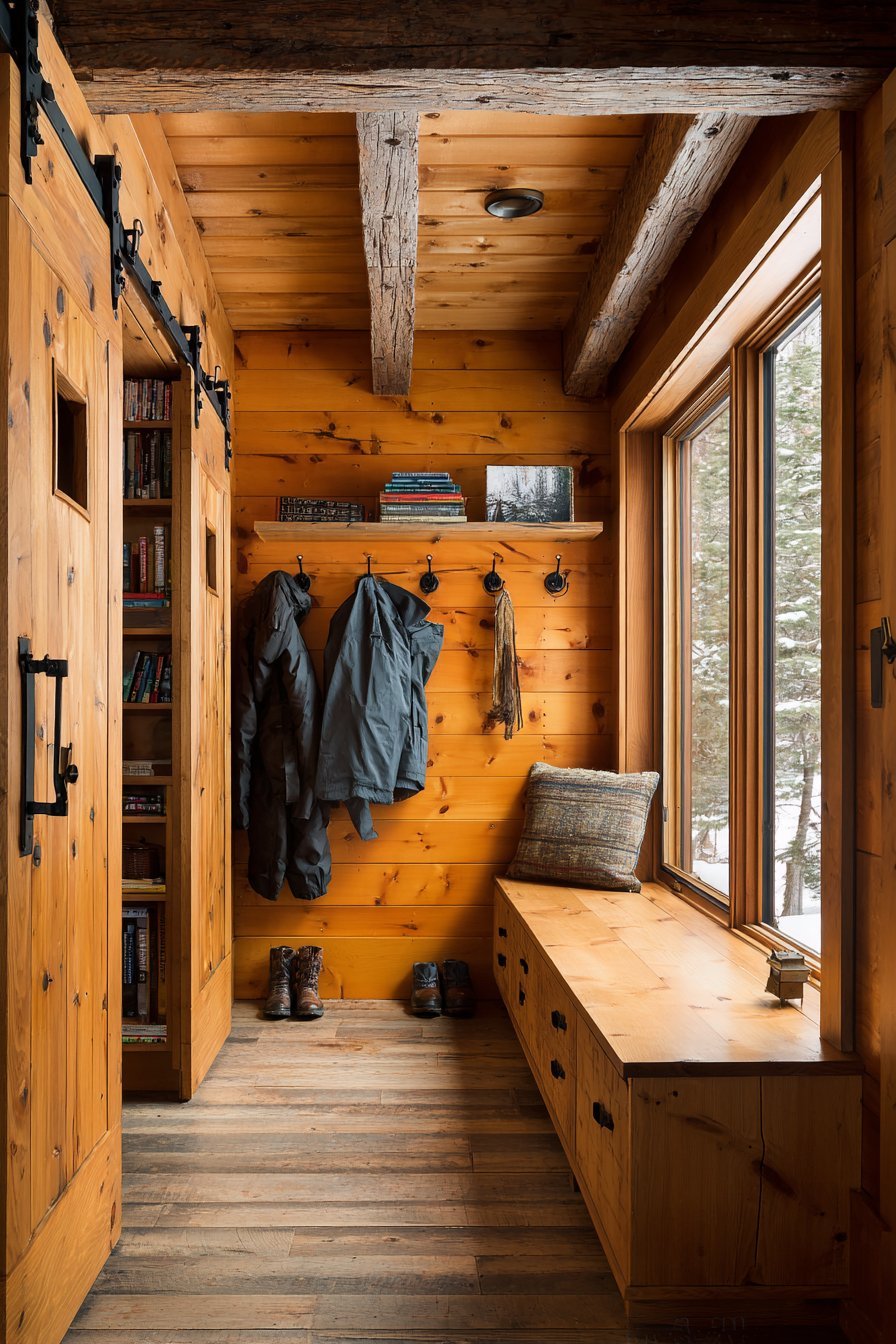 Cedar Mudroom Door with Integrated Hooks