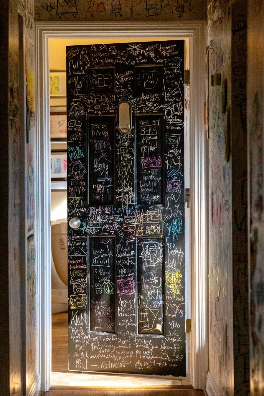 Creative Chalkboard Paint Black Door