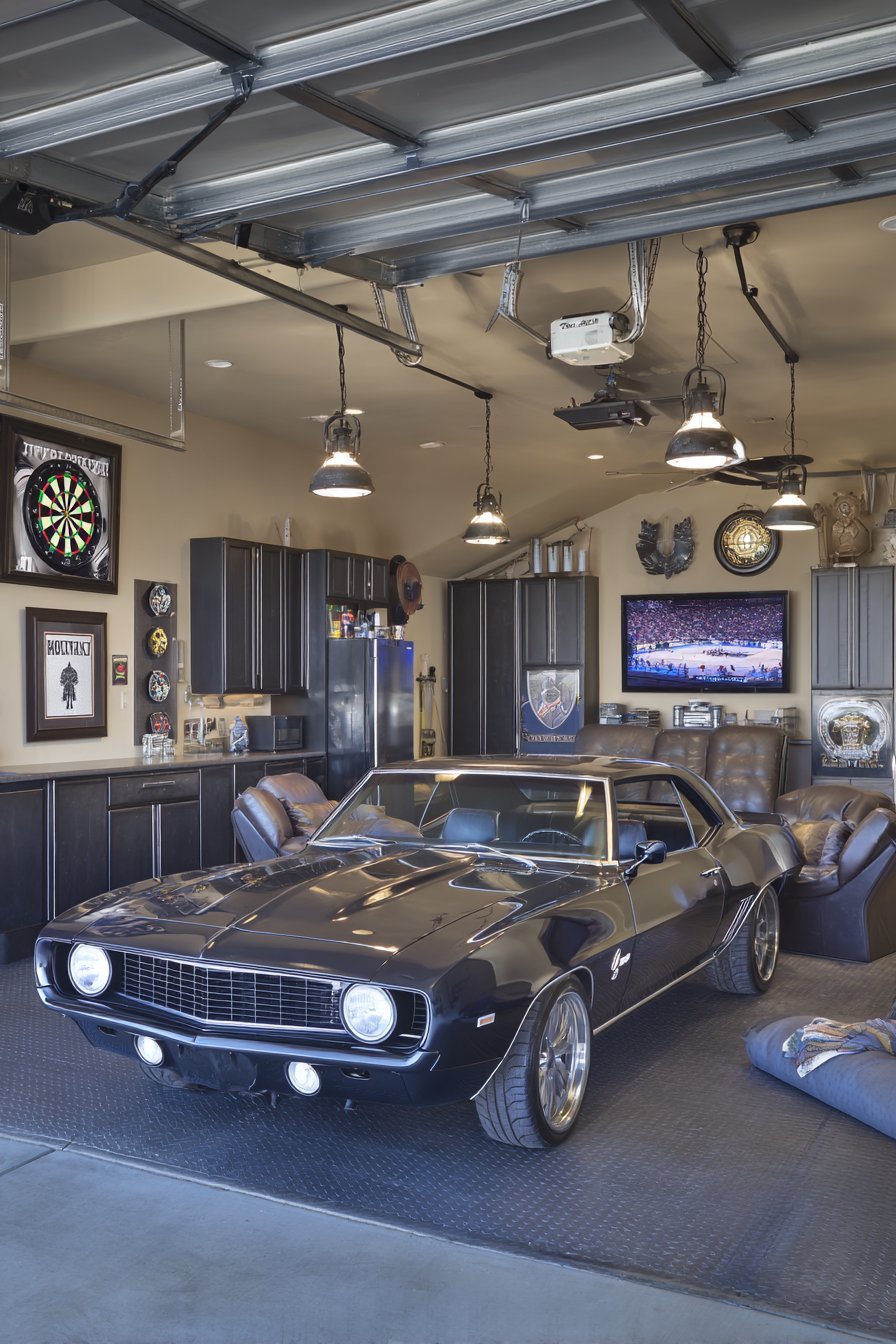Garage Man Cave Entertainment Space