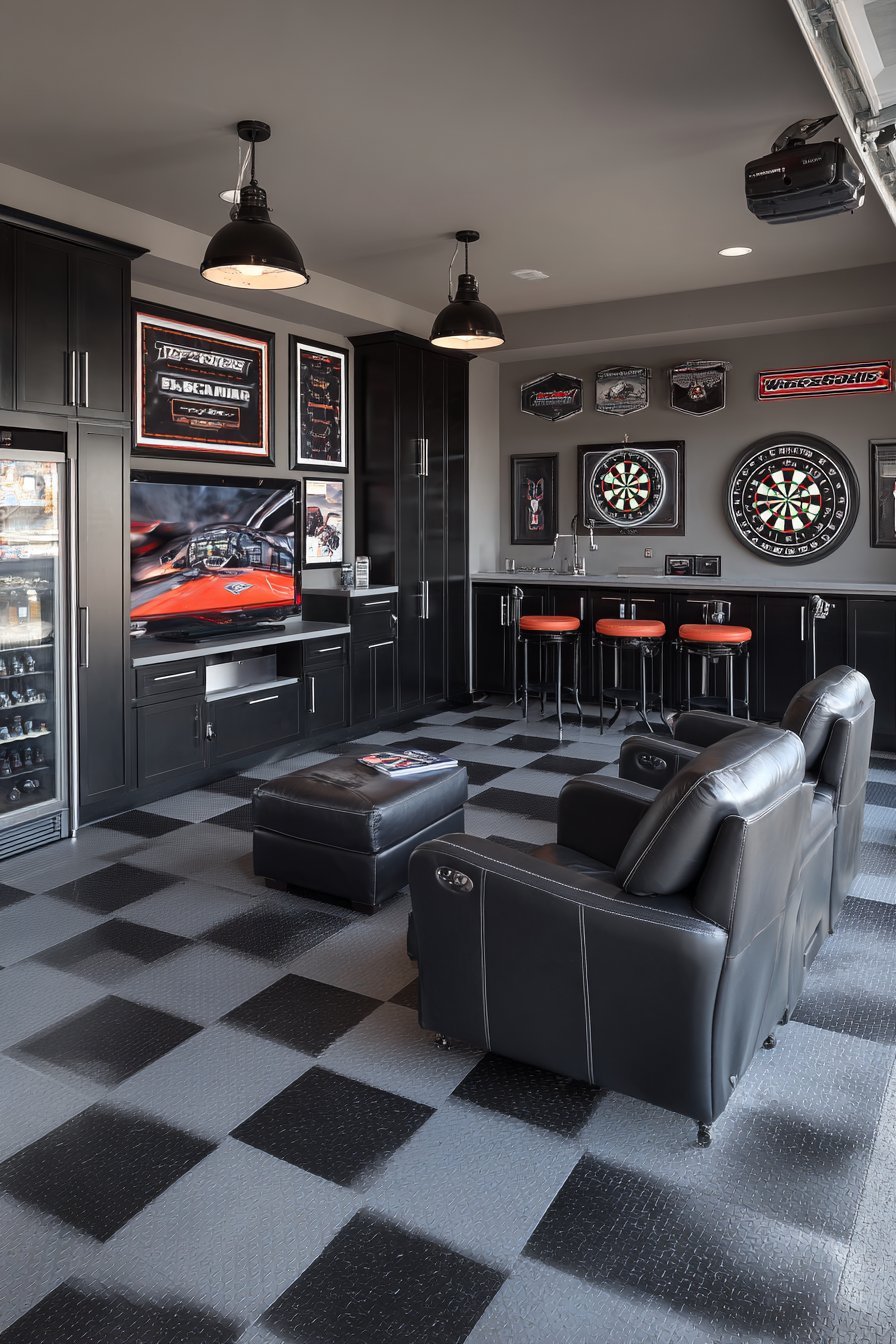 Garage Man Cave Entertainment Space