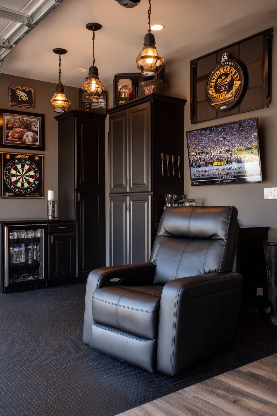 Garage Man Cave Entertainment Space
