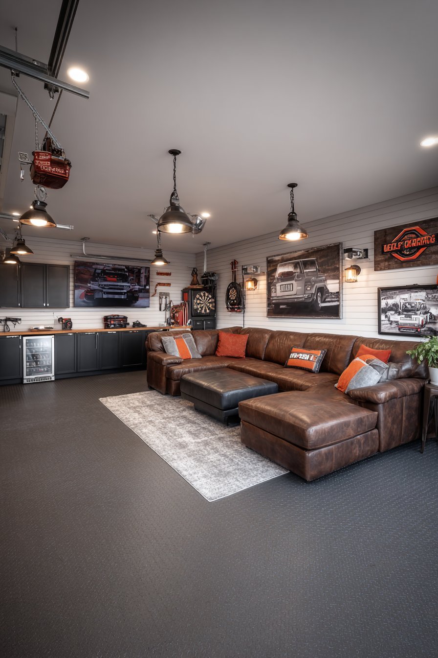 Garage Man Cave Entertainment Space