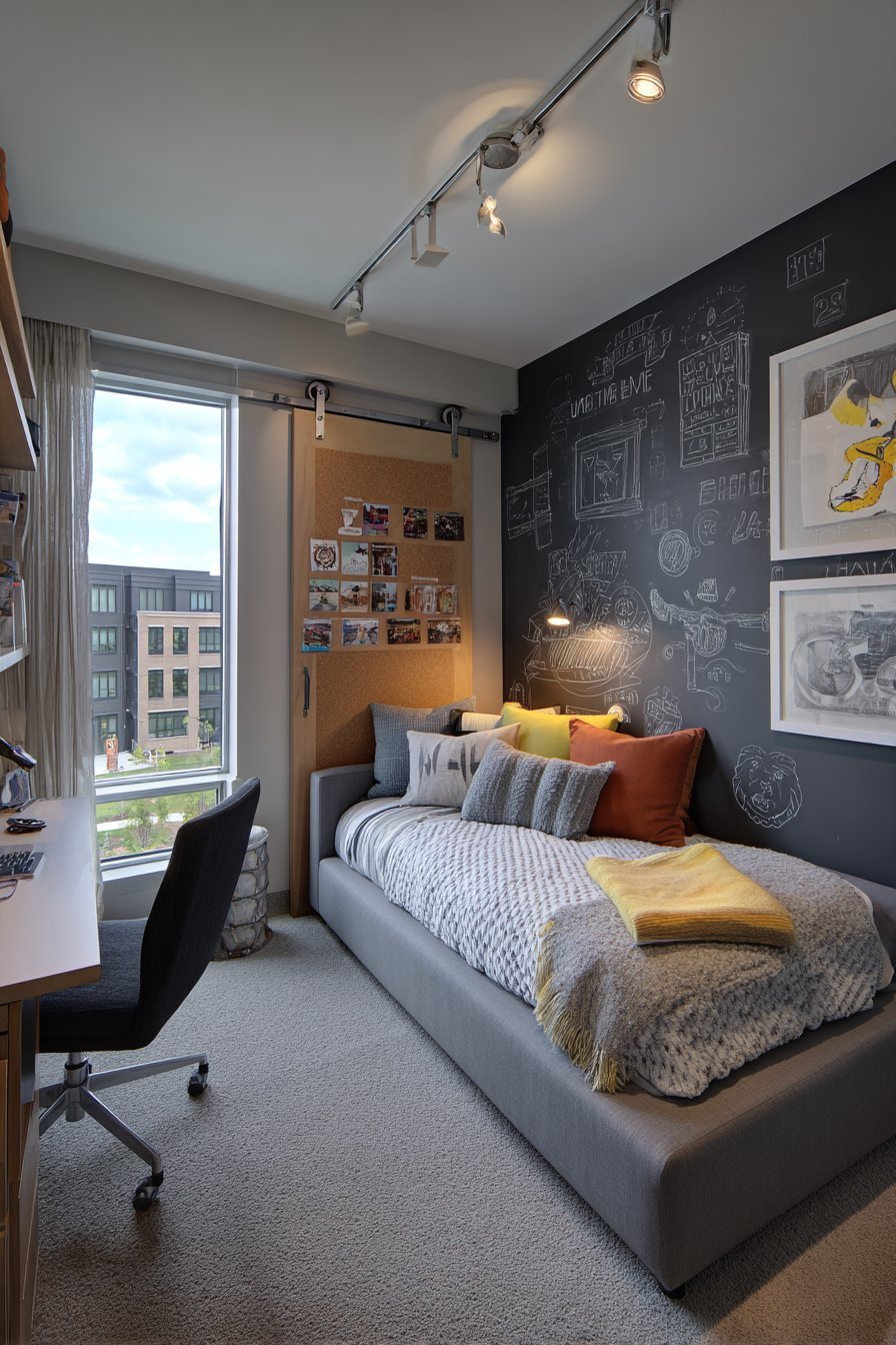 Dual-Sided Chalkboard Cork Teen Door