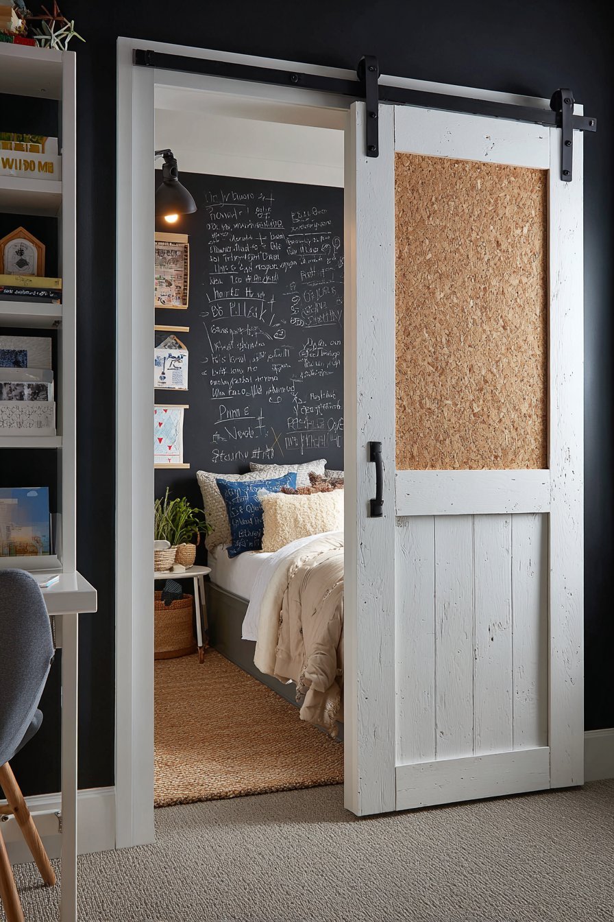 Dual-Sided Chalkboard Cork Teen Door