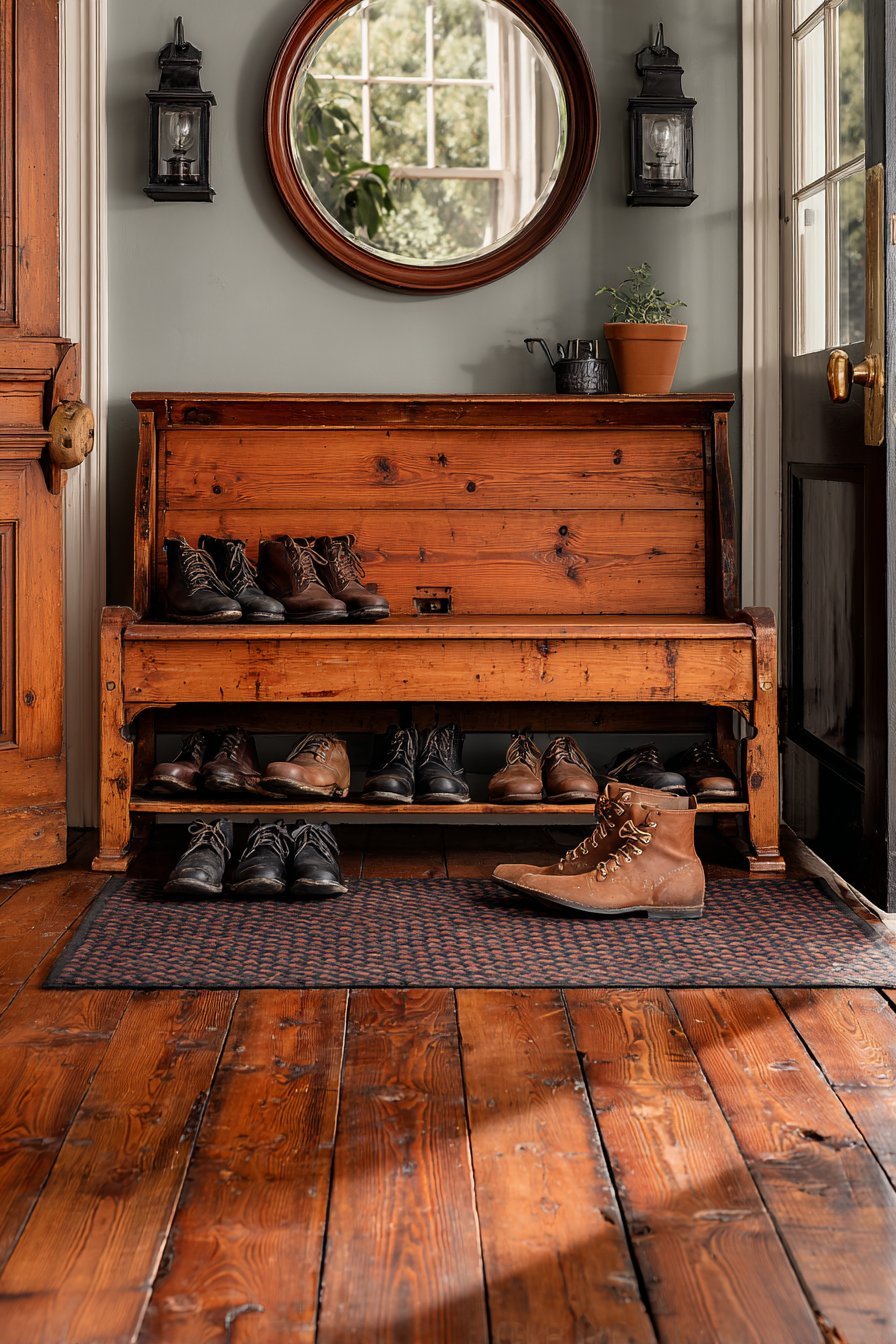 Colonial Pine Bootjack Bench