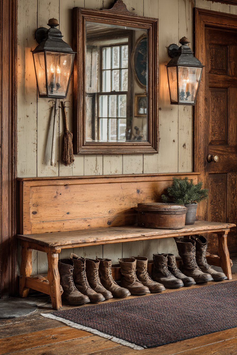 Colonial Pine Bootjack Bench