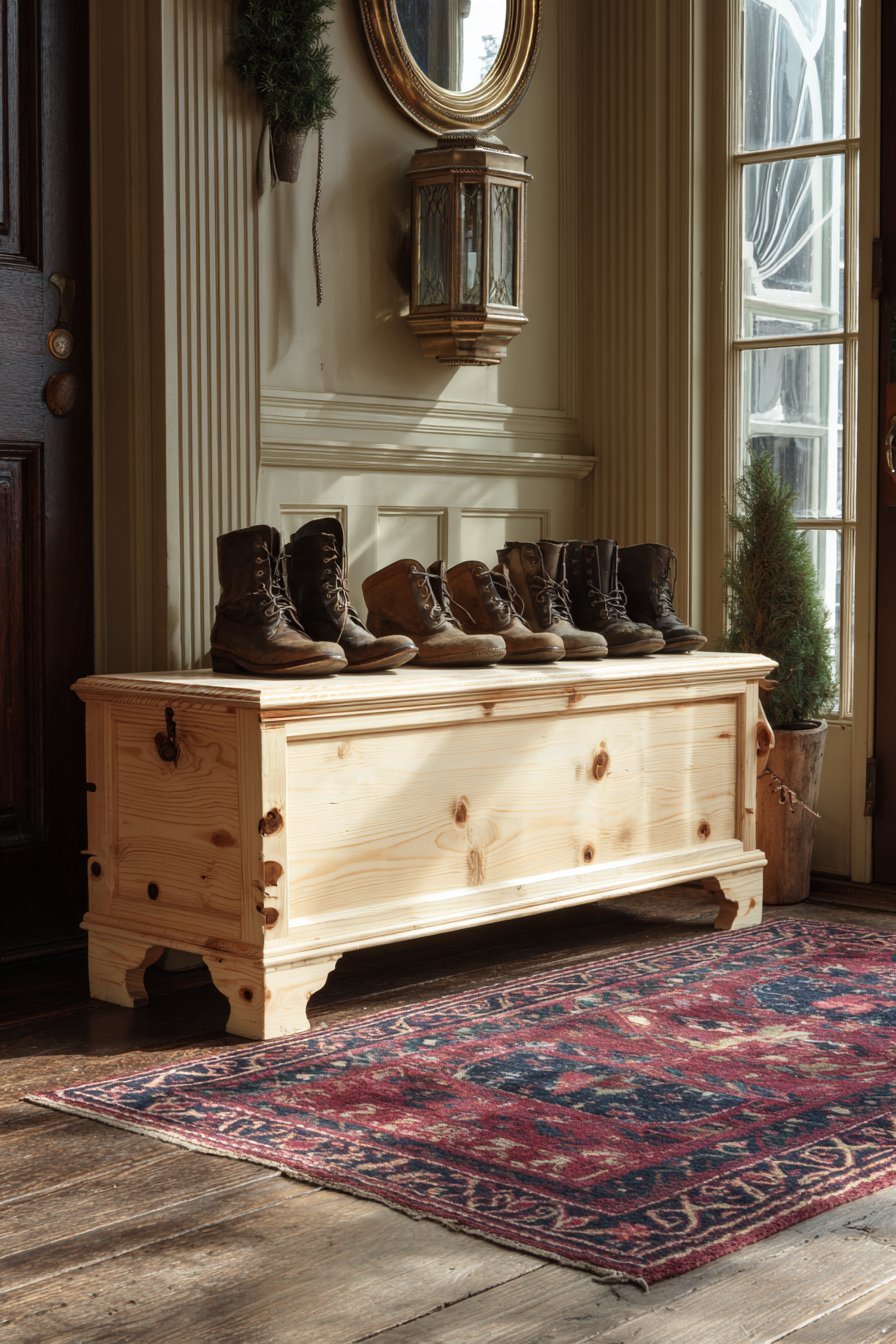 Colonial Pine Bootjack Bench
