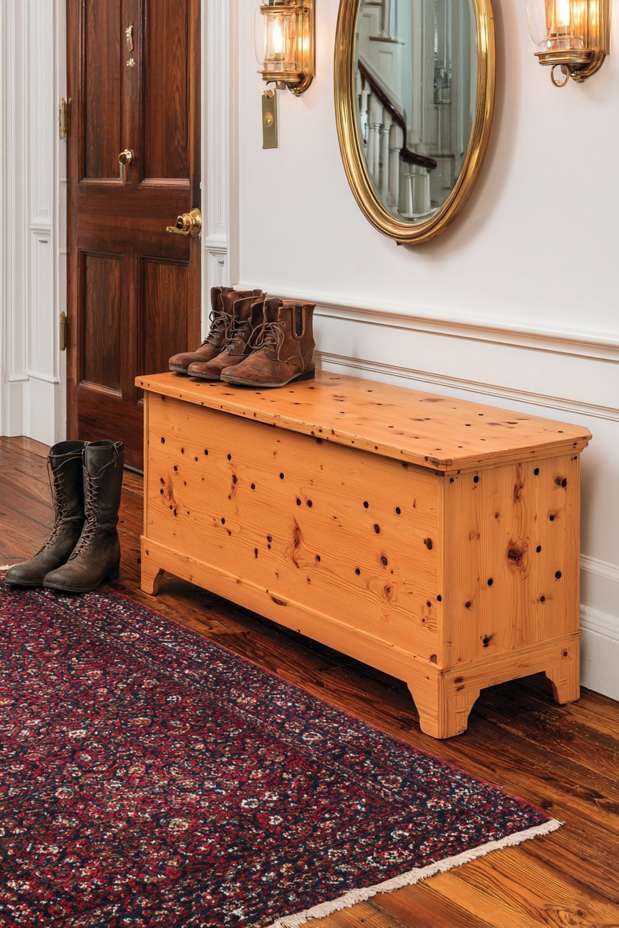 Colonial Pine Bootjack Bench