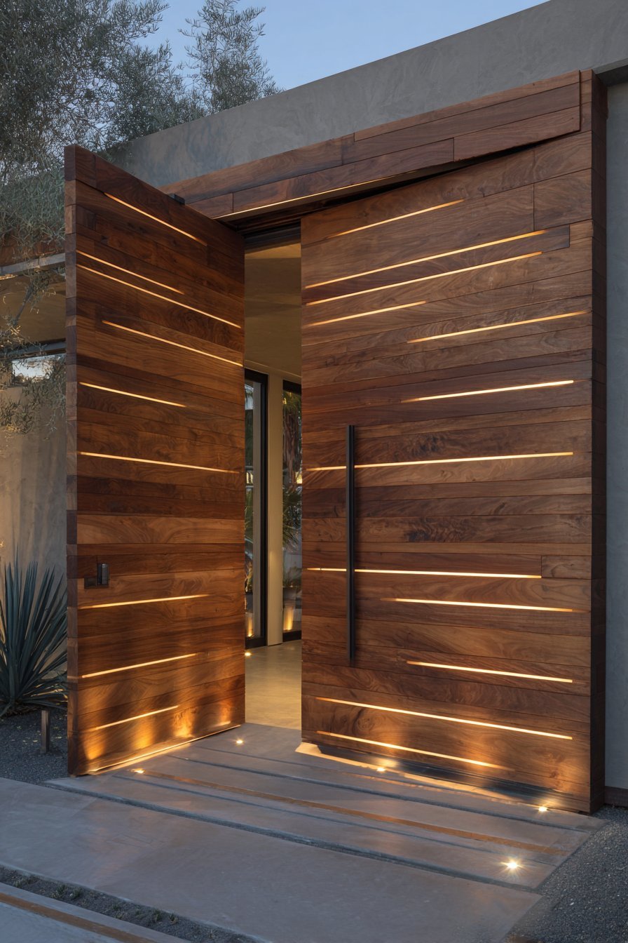 Contemporary Walnut with Integrated LED Strips