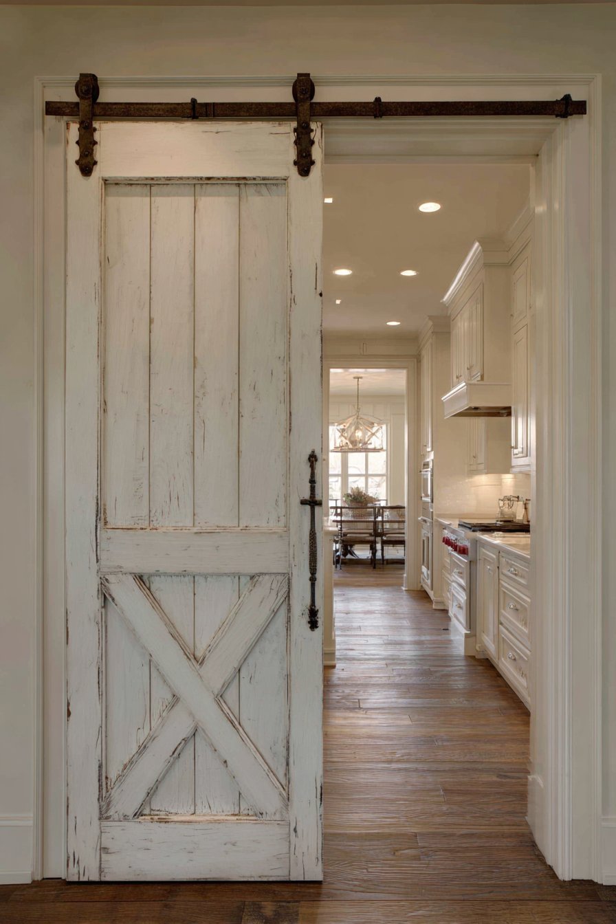 White X-Pattern Farmhouse Kitchen Pantry