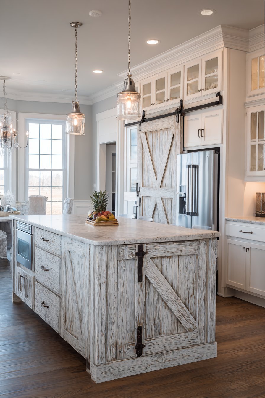 White X-Pattern Farmhouse Kitchen Pantry