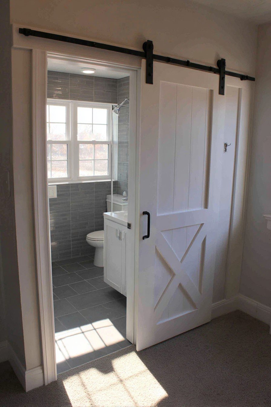 Space-Saving White Barn Door