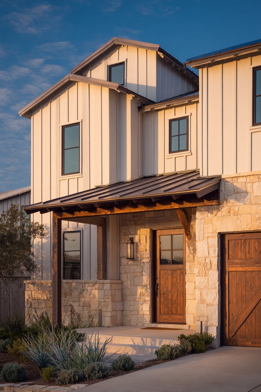 Contemporary Farmhouse with Mixed Materials