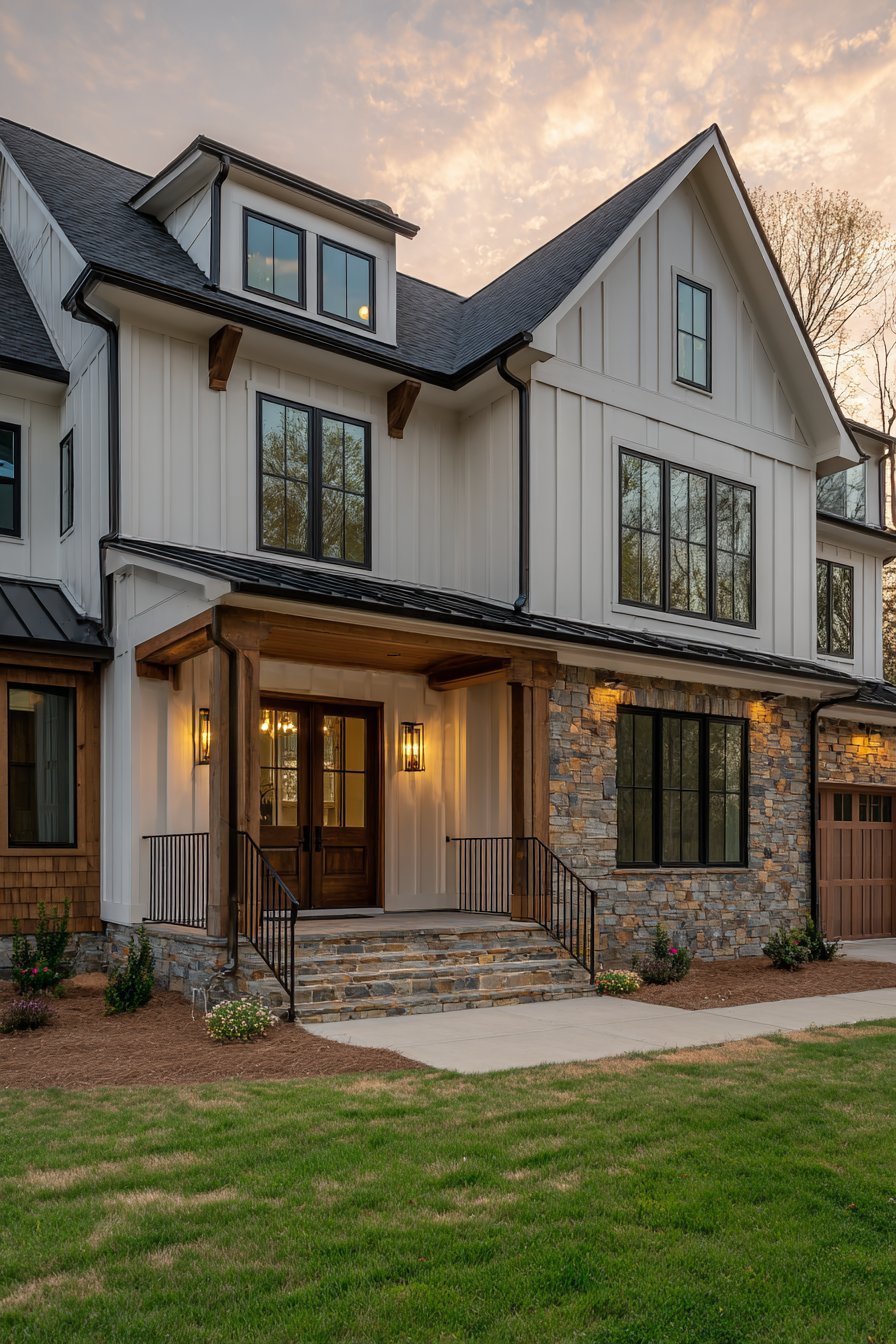 Contemporary Farmhouse with Mixed Materials