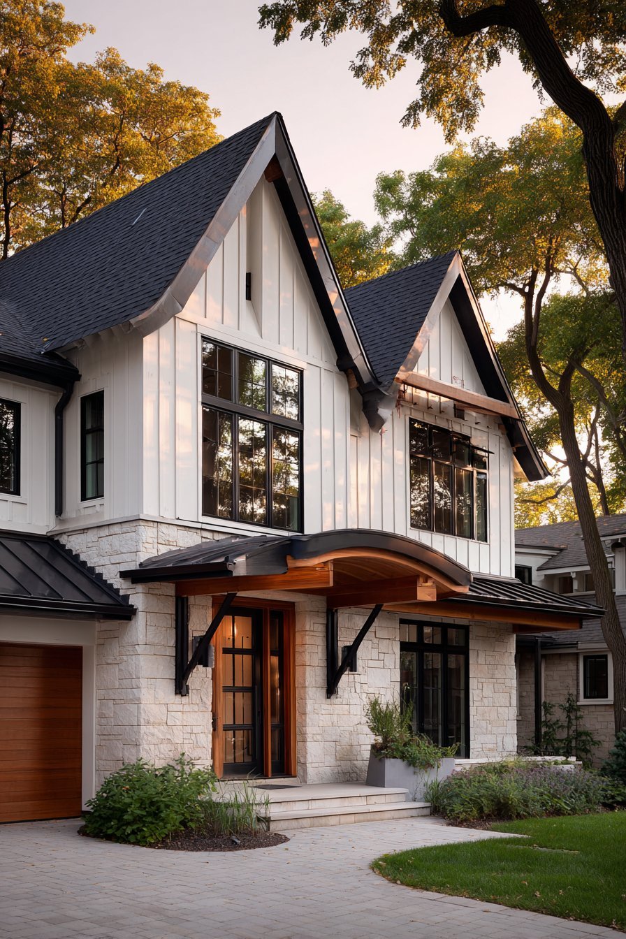 Contemporary Farmhouse with Mixed Materials