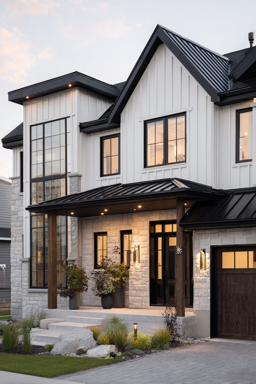 Contemporary Farmhouse with Mixed Materials