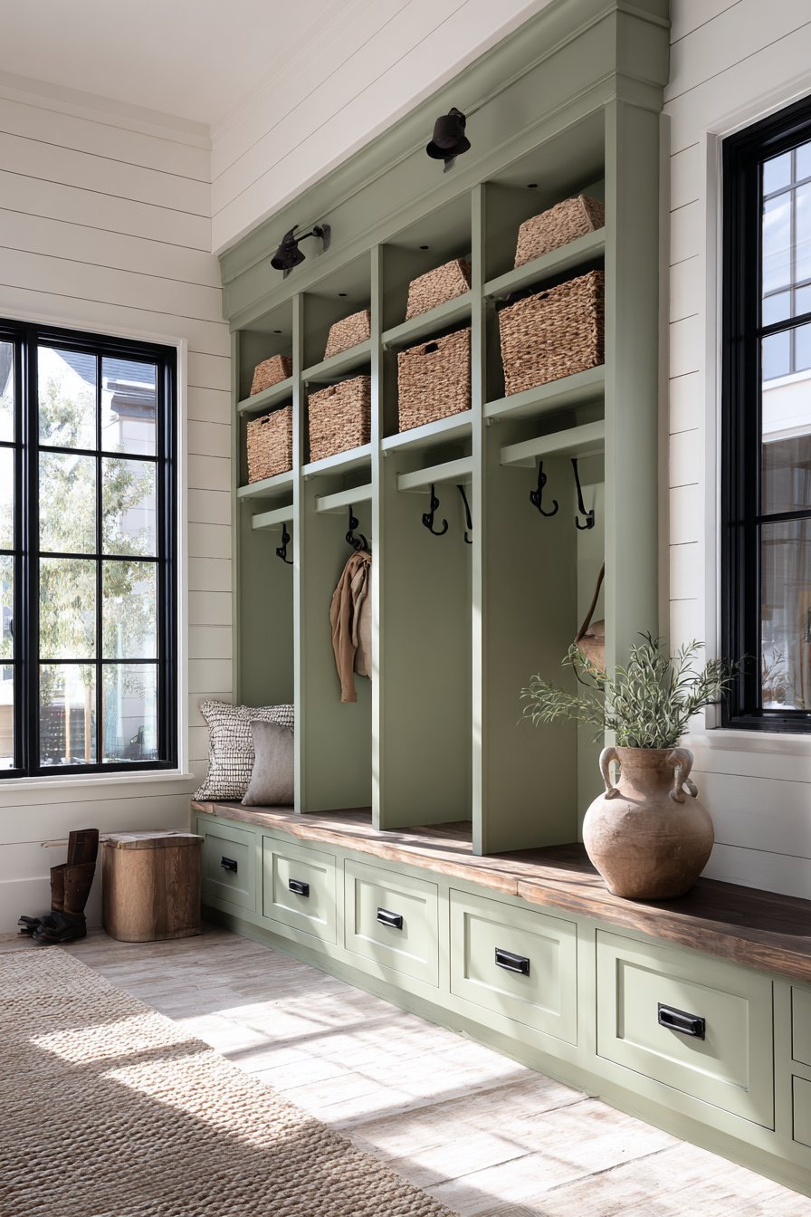 Comprehensive Farmhouse Family Mudroom System