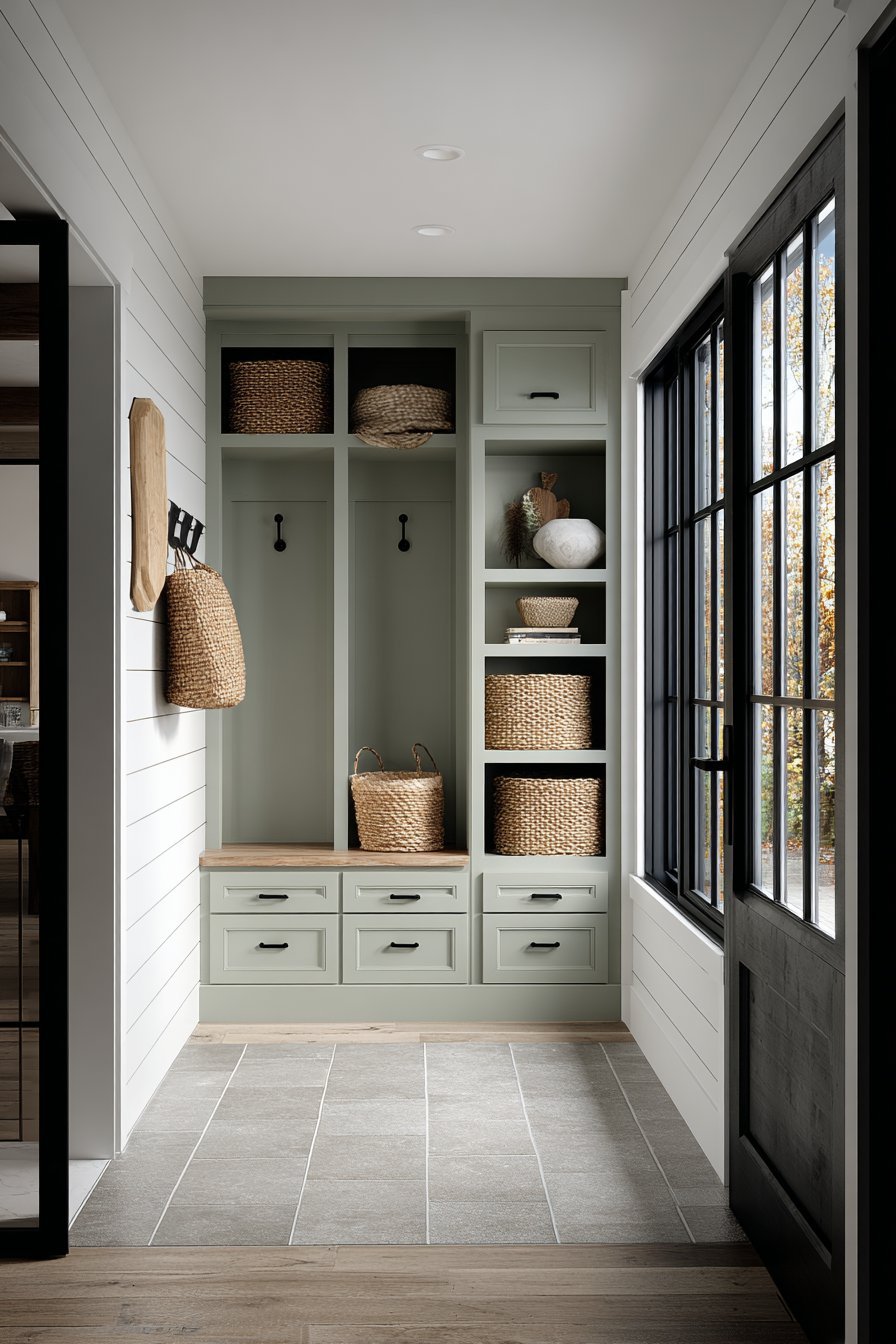 Comprehensive Farmhouse Family Mudroom System