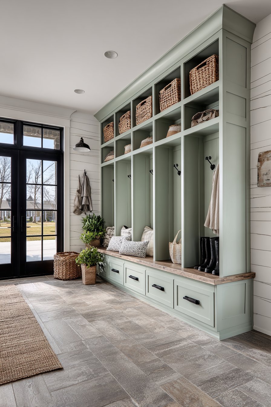 Comprehensive Farmhouse Family Mudroom System