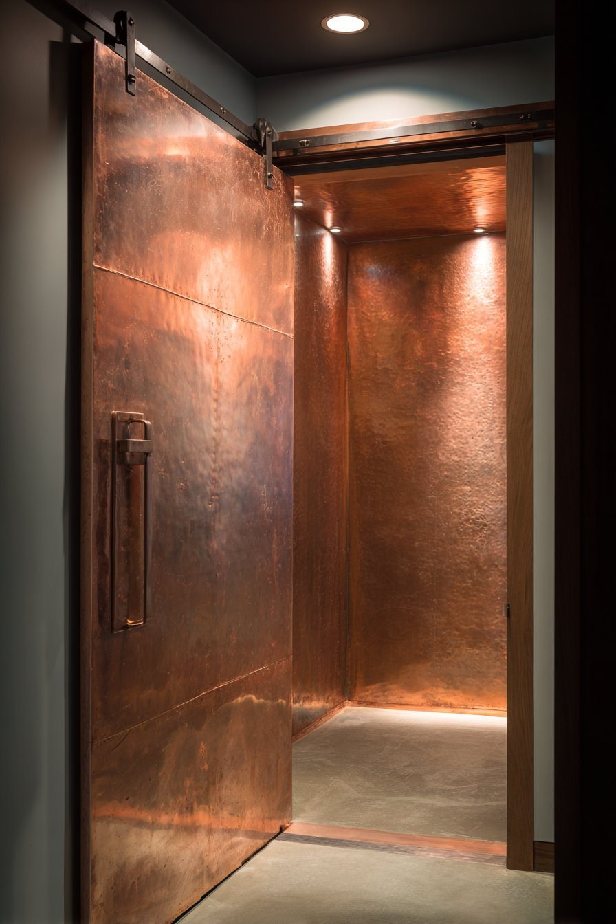  Brushed Copper Metal Powder Room Door
