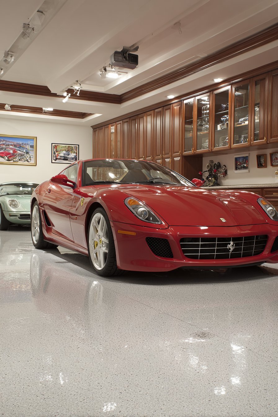 Luxury Garage with Polished Concrete Floors