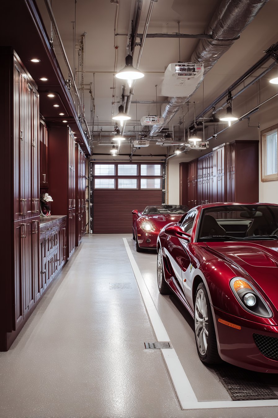 Luxury Garage with Polished Concrete Floors