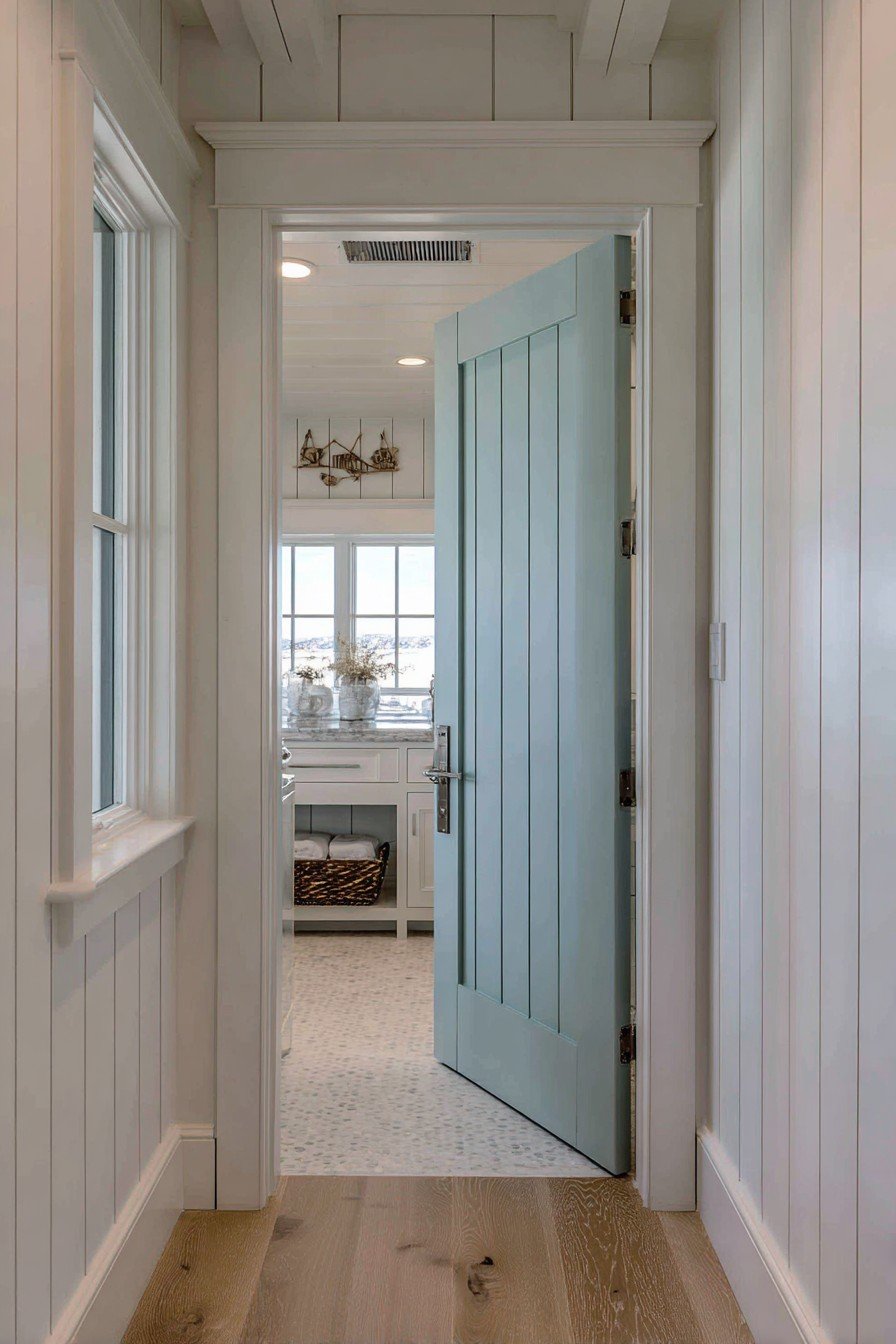 Coastal Seafoam Blue Panel Door