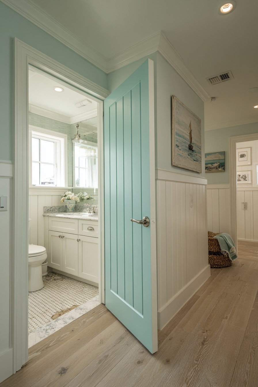 Coastal Seafoam Blue Panel Door