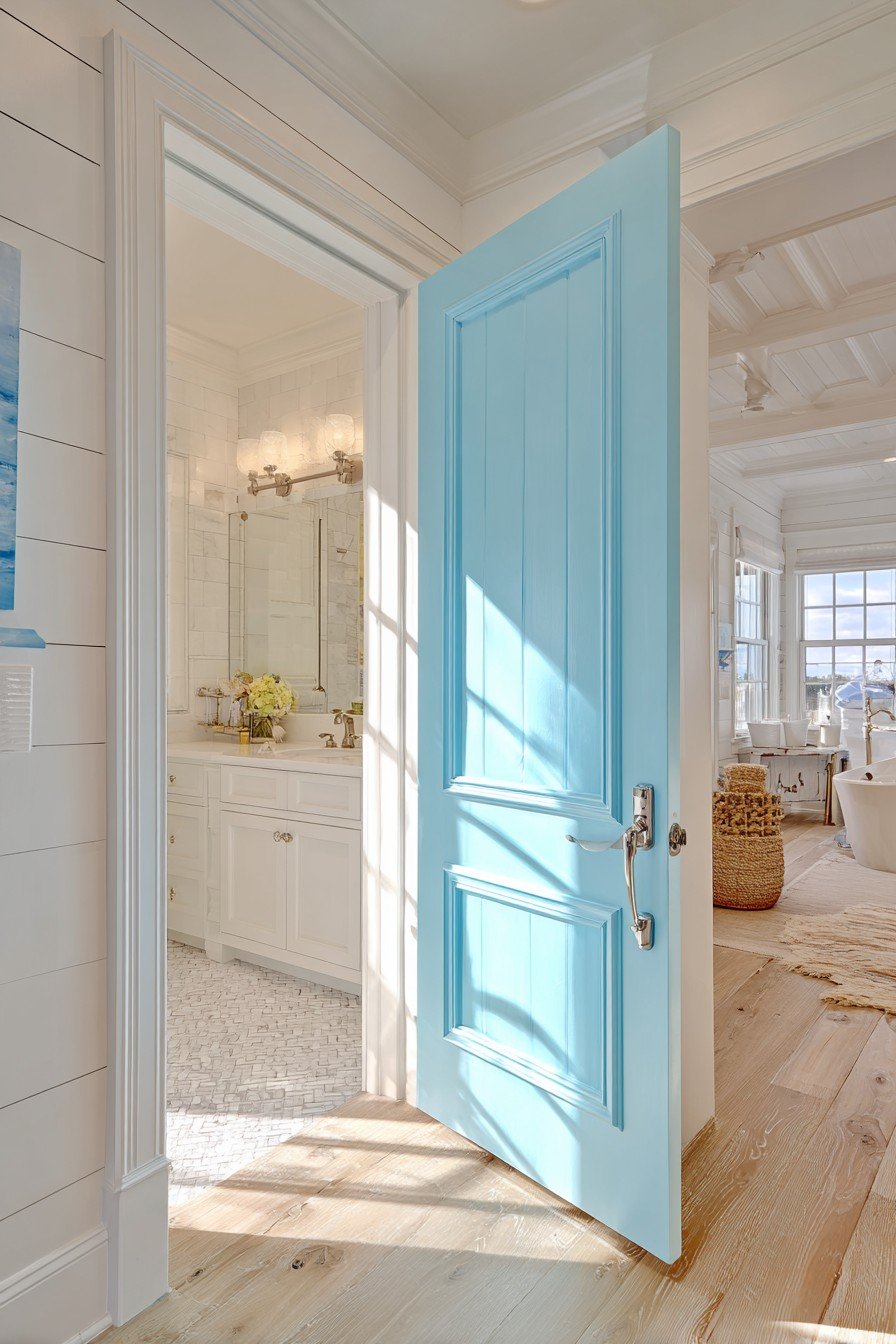 Coastal Seafoam Blue Panel Door
