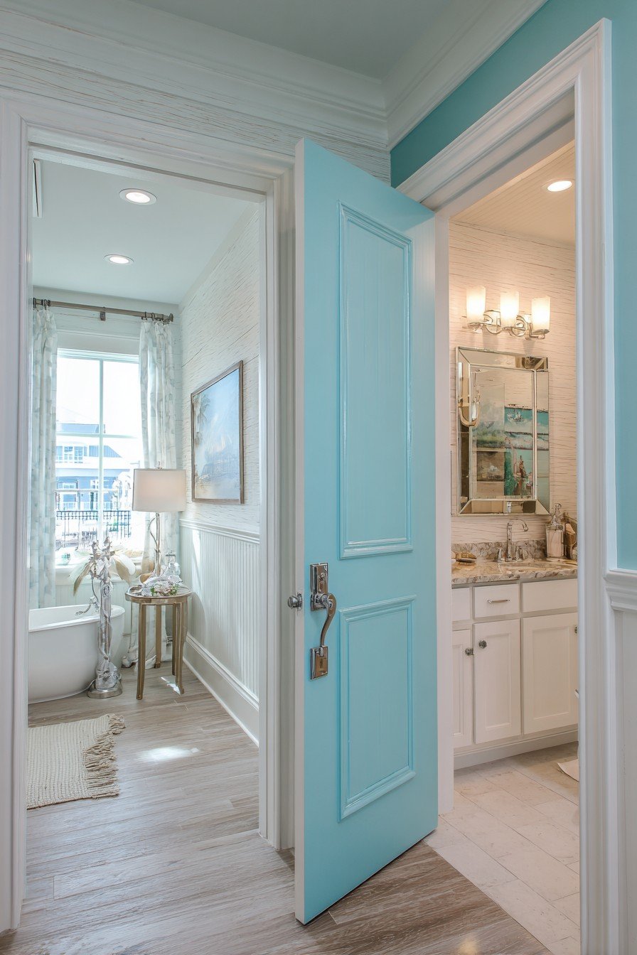 Coastal Seafoam Blue Panel Door