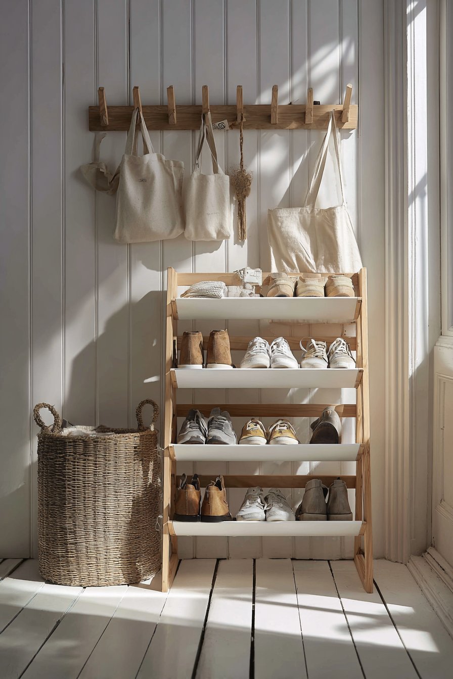 Scandinavian Birch Wood Minimalist Rack