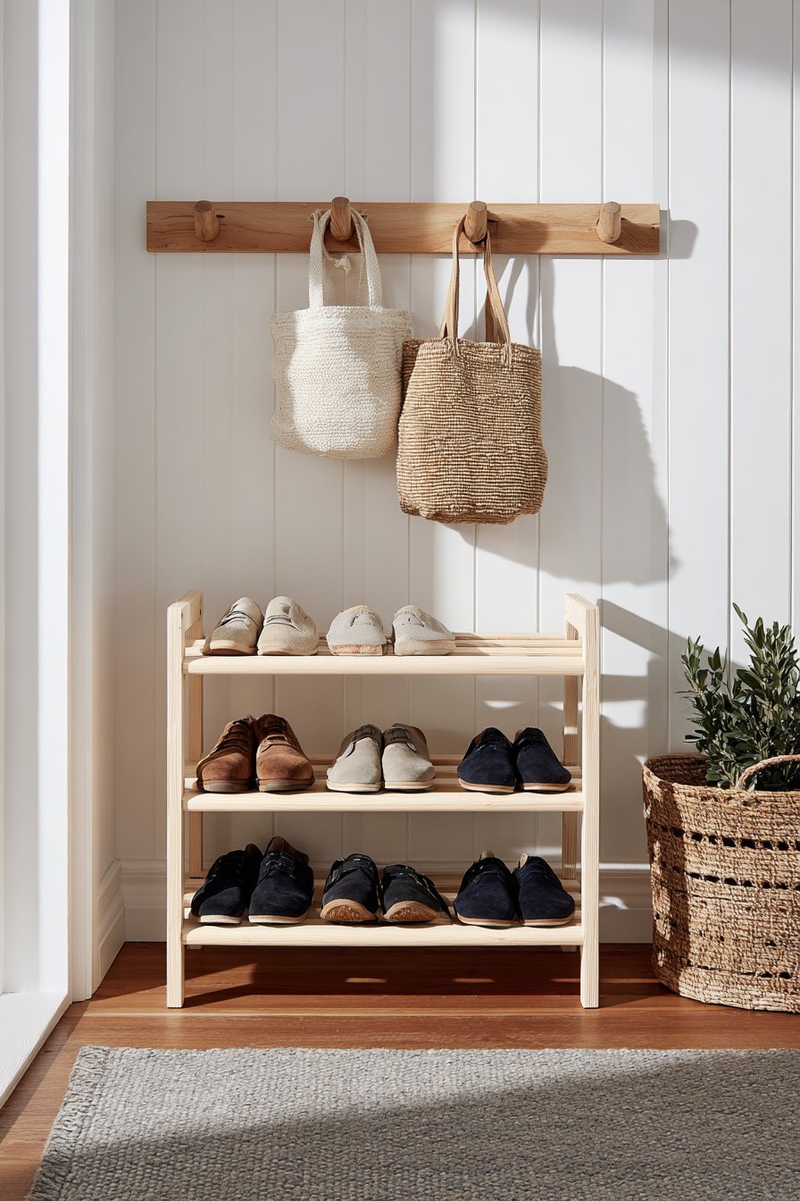 Scandinavian Birch Wood Minimalist Rack