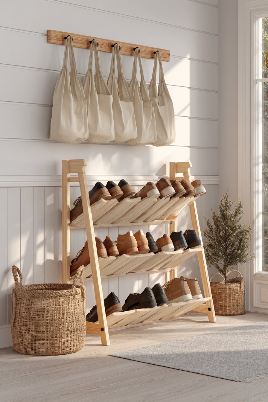 Scandinavian Birch Wood Minimalist Rack