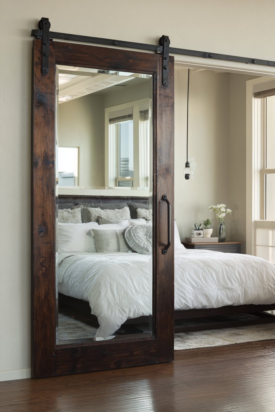 Mirrored Apartment Space-Saver Door
