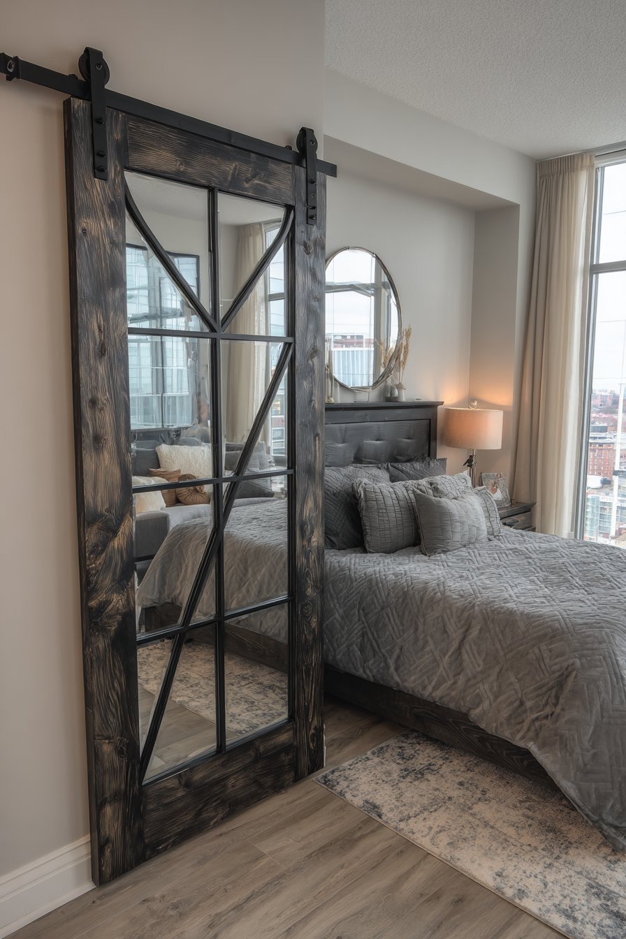Mirrored Apartment Space-Saver Door