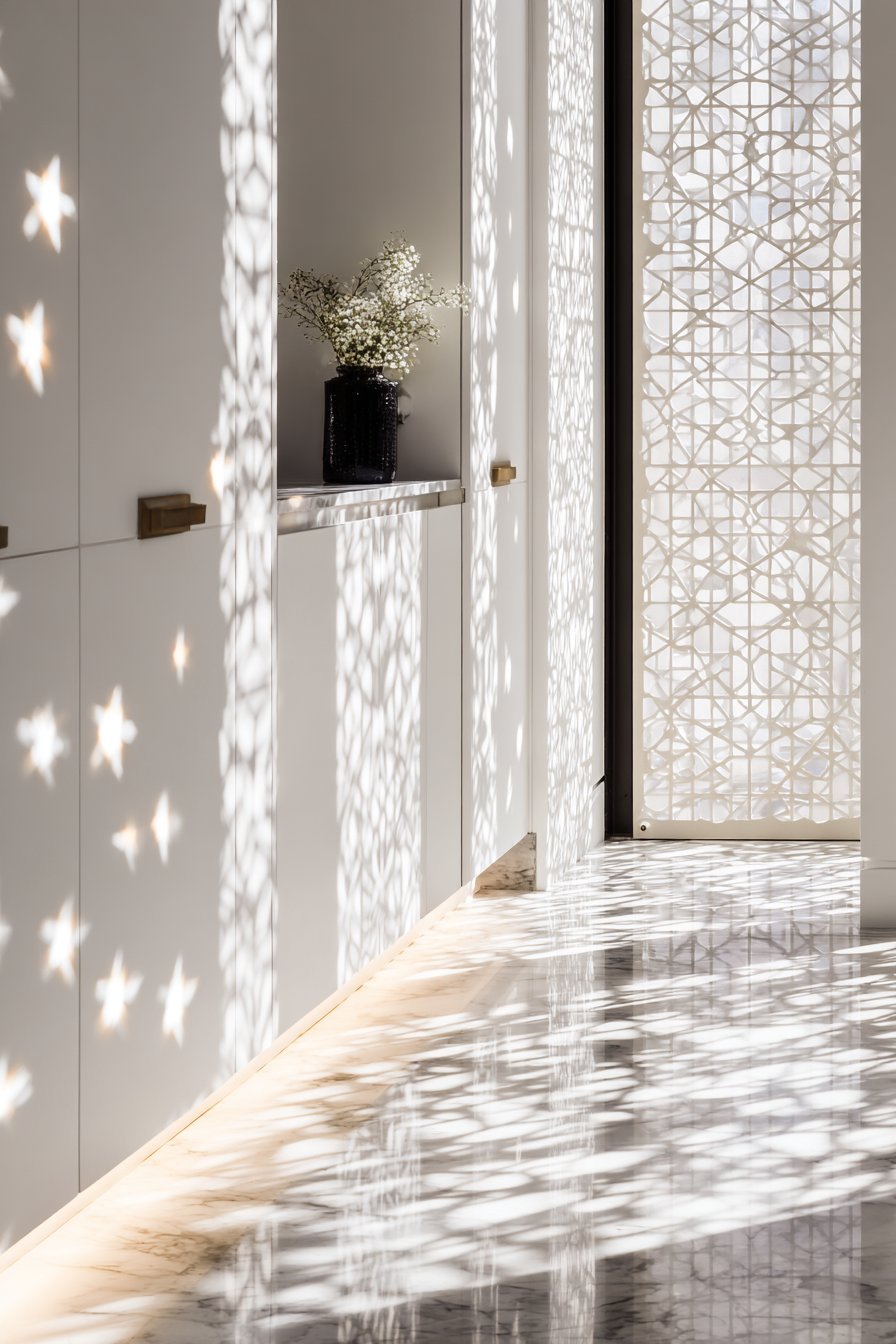 Contemporary Frosted Glass with Embedded Patterns