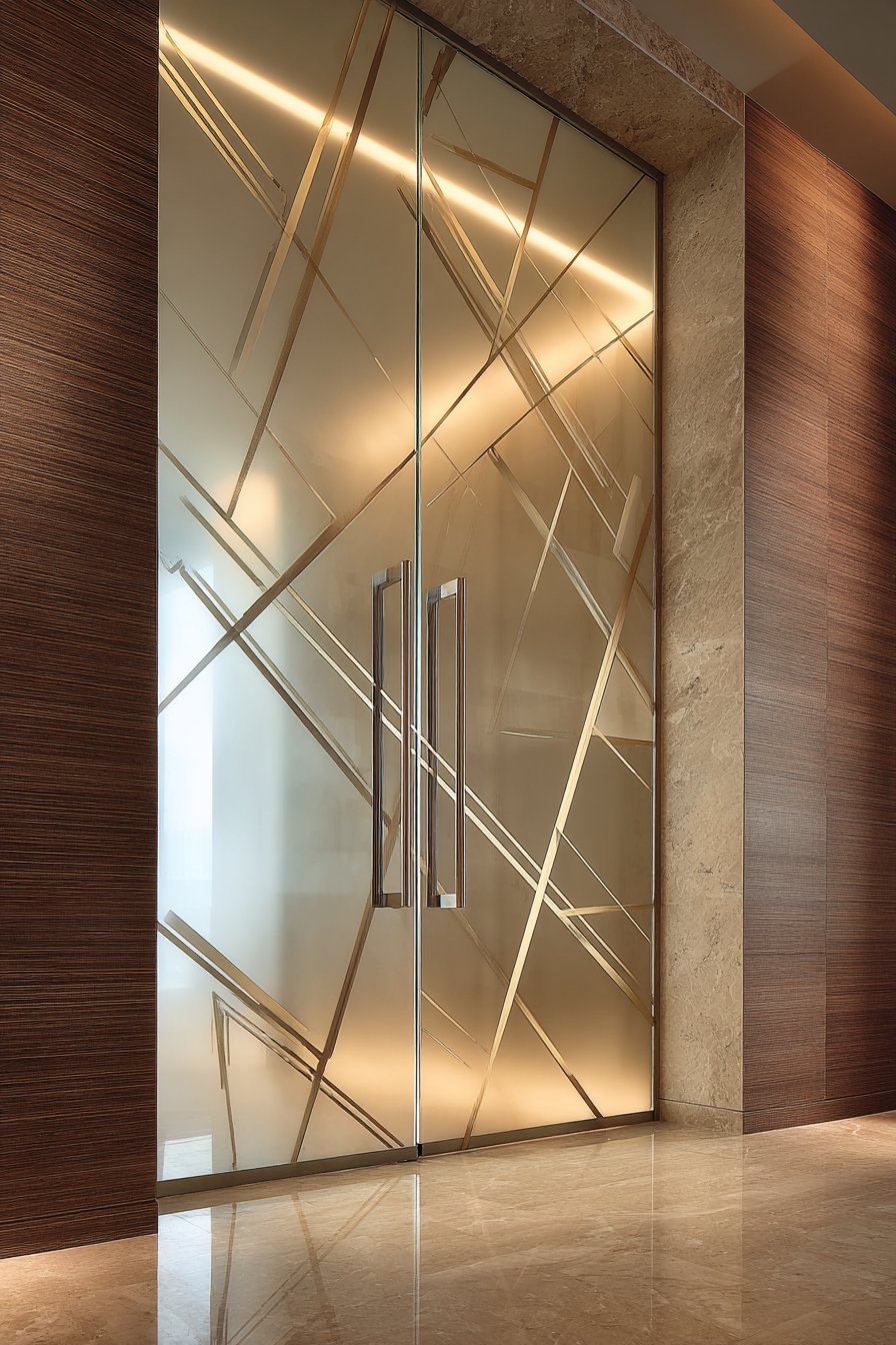 Contemporary Frosted Glass with Embedded Patterns