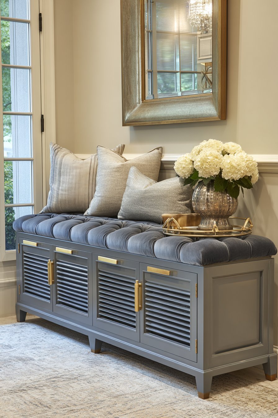 Transitional Velvet Tufted Storage Bench