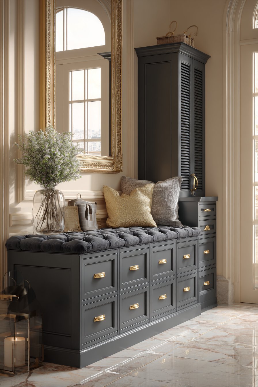 Transitional Velvet Tufted Storage Bench