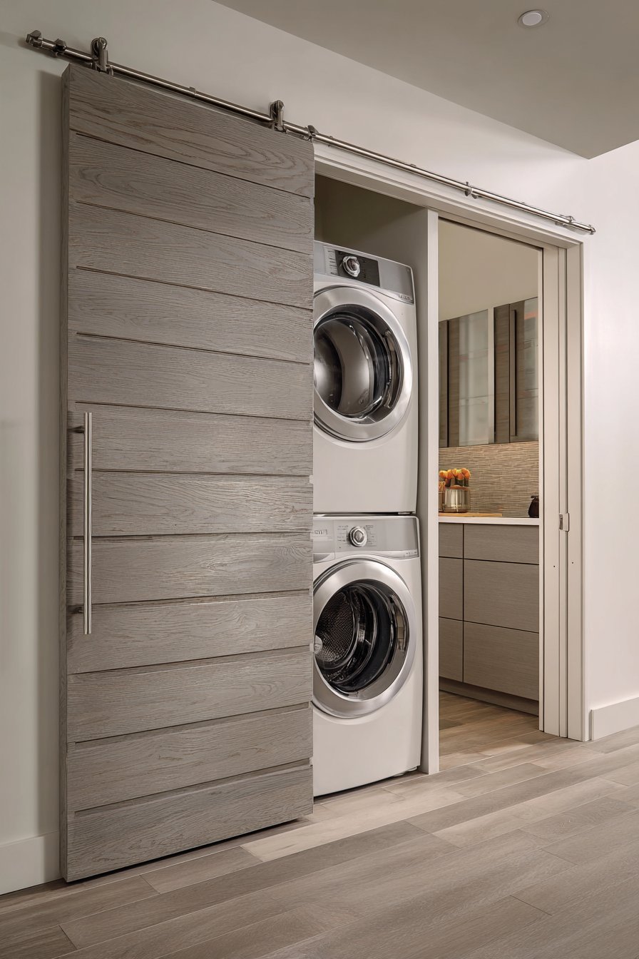 Grey Wash Laundry Room Concealment