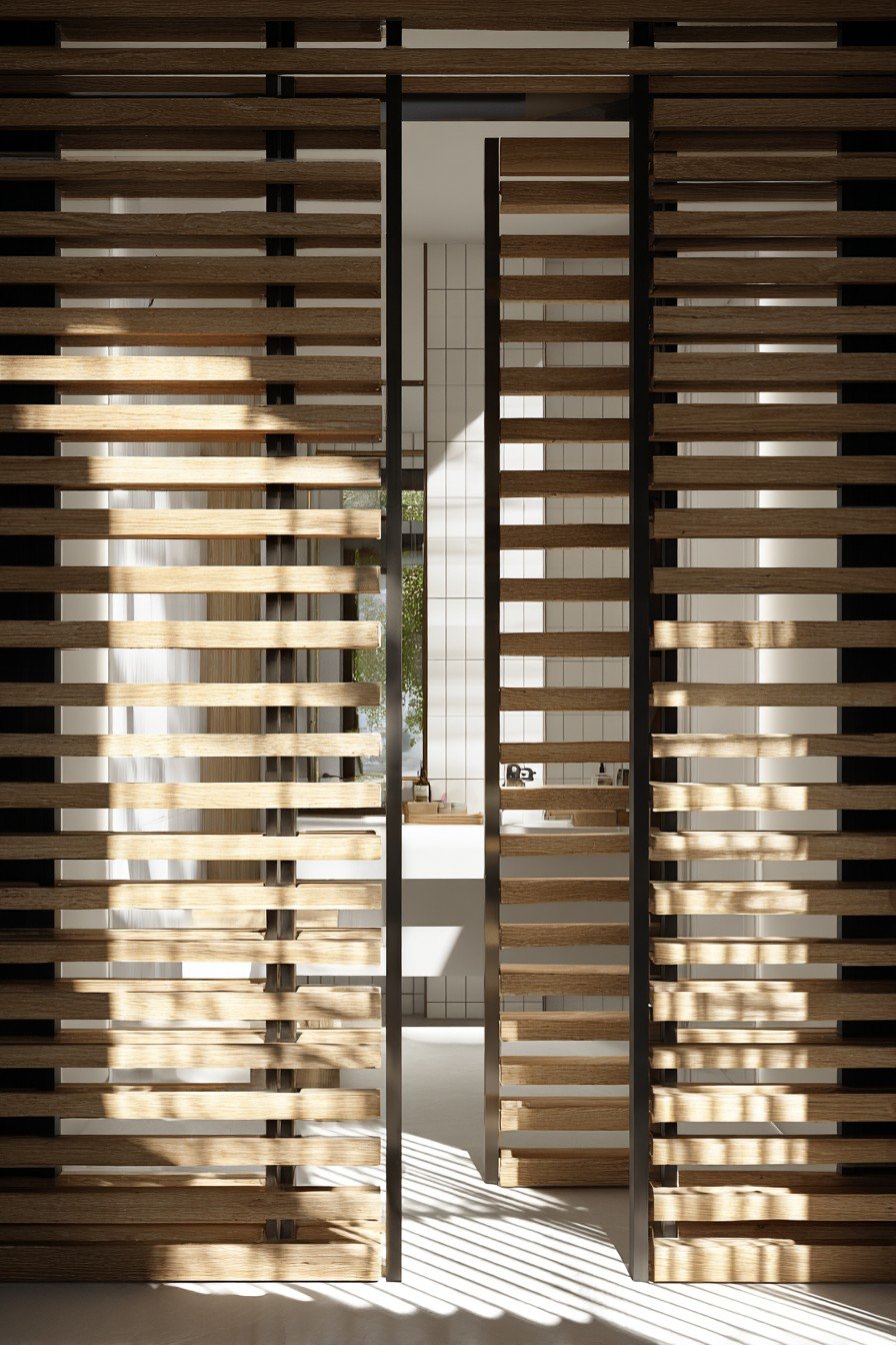 Modern Horizontal Slatted Oak Door
