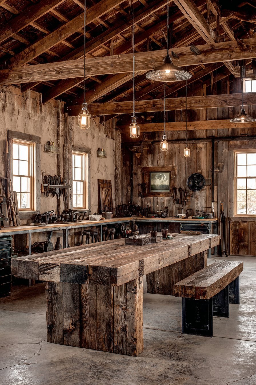 Rustic Workshop with Reclaimed Wood Character